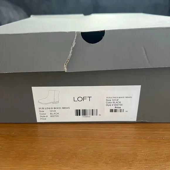 NIB LOFT Black Missy Ankle Boots Size 10.5 Warm Suede Like Fur Lined Normcore - Picture 9 of 9